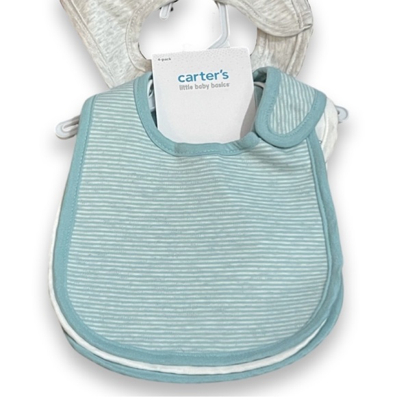 CARTERβS || Cloud Teething Baby Bibs 4-Pack | Teal Blue White Gray || One-Size - Picture 2 of 8